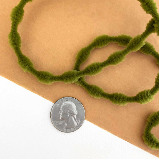 Tiny 3/8" Bump Chenille for Retro Crafts in Olive Green ~ 1 yd.